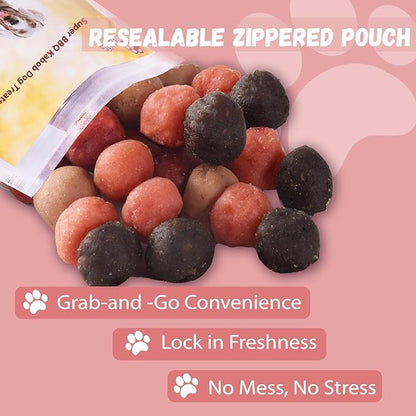 6-in-1 Kabobs Dog Treats, Multi-Flavor Jerky Treats Made with Chicken, Duck, Salmon, Beef, and Rabbit on Rawhide Sticks, Healthy Long Lasting Dog Chews for Small Medium Large Dogs, 10.6 oz