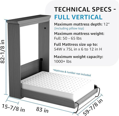 Create-A-Bed Full Size Deluxe Murphy Bed Kit, Vertical