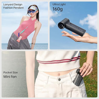 JISULIFE Portable Handheld Fan Life9, Turbo Power High Speed Air, 5 Gear Wind