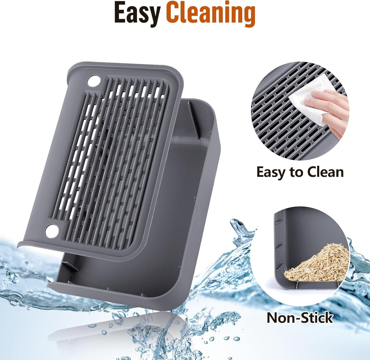 Cat Litter Box Step, Cat Litter Box Ramp Mat with Filter Function for Self-Cleaning Cat Litter Box, Easy to Clean, Cat Pedal Step Stool Ideal for Kitten & Elderly Cats (Dark Grey)