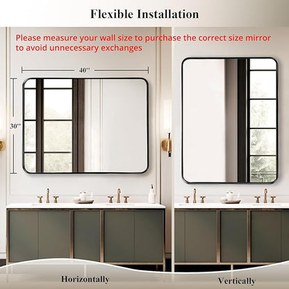 Fabuday Large Black Bathroom Mirror 40x30 Inch