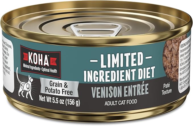 KOHA Limited Ingredient Diet Venison Paté for Cats - Single Meat Cat Food for Sensitive Stomachs - Paté Venison Cat Food with No Fillers - 5.5 oz Pack of 24