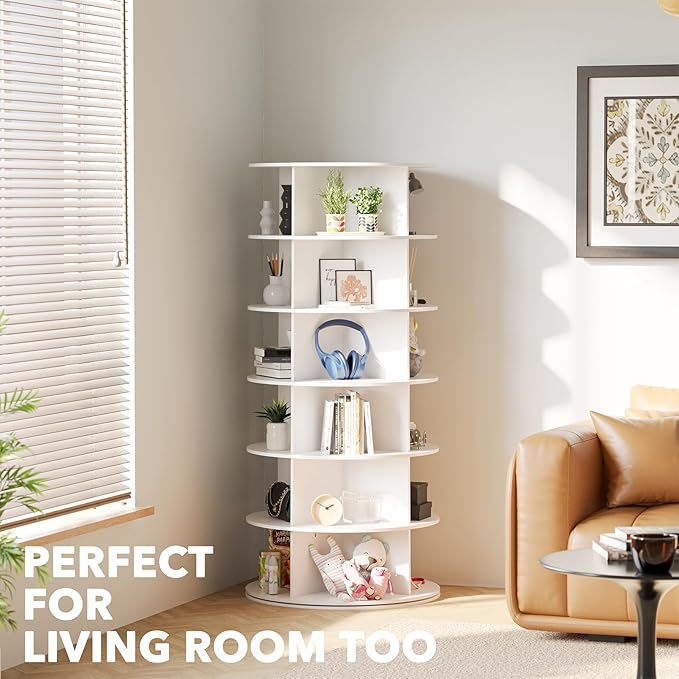 SpaceAid 6 Tier Rotating Shoe Rack Tower, Spinning Shoe Display Lazy Susan