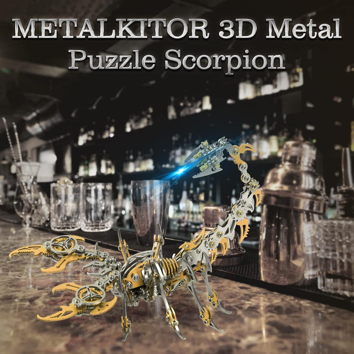 Scorpion 3D Metal Puzzles Kits for Adults Teens – 454 Pcs – Mechanical Assembly Models – 4 Hours to Build – Ideal for Gifts and Decorations (Golden)