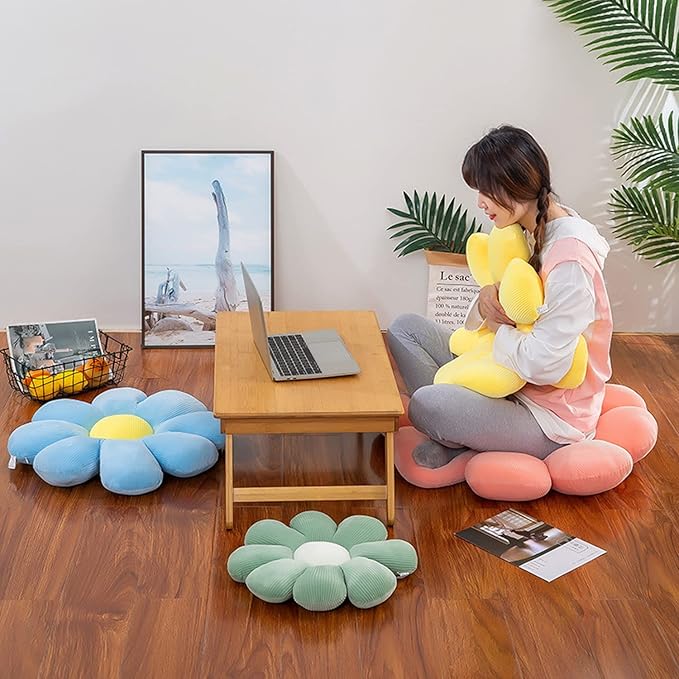 Grafingy Flower Pillow, Flower Shaped Throw Pillow Floor Pillow Soft Seating Cushion Room Decor Plush Pillow for Bedroom, Sofa, Bed, Reading (21 inch, White)