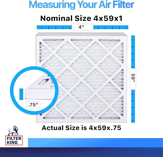 Filter King 4x59x1 Air Filter | 4-PACK | MERV 8 HVAC Pleated A/C Furnace
