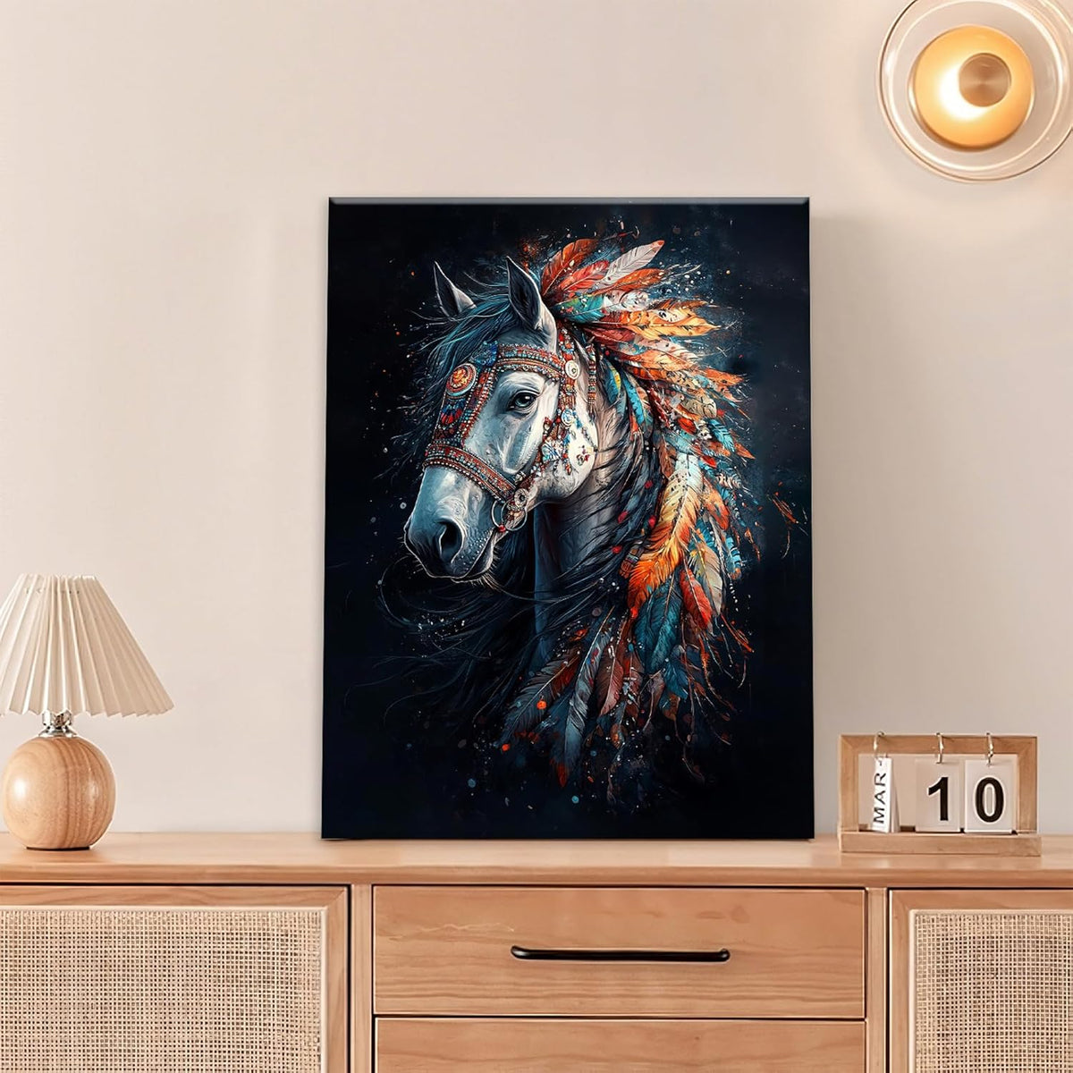 Horse Pictures Wall Art, Horse Animal Bathroom Wall Decor, Aesthetics Modern Framed Painting Elegant Canvas Artwork for Bathroom Bedroom Living Room Decorations 16"L x 12"W