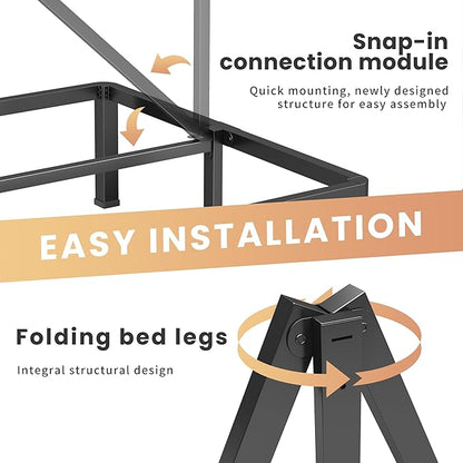 16 Inch Twin Heavy Duty 3500 lbs Bed Frame with Round-Corner Legs & Anti-Squeak Design – Quick Assembly Metal Platform, No Box Spring Needed