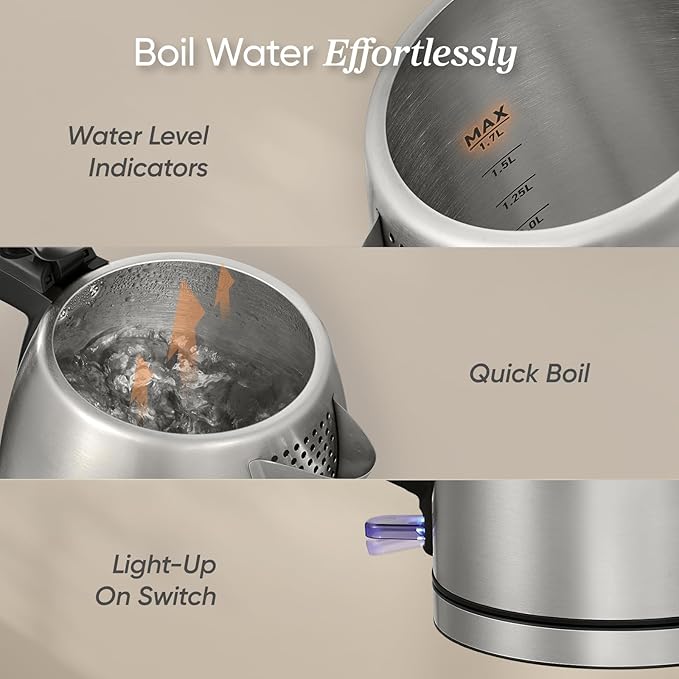 COSORI Electric Kettle, Plastic-Free Interior, 2 Lid Opening Angles, Automatic