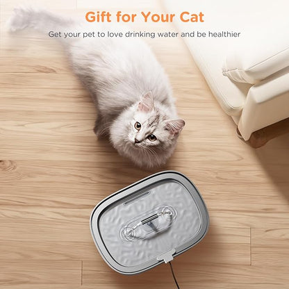 Cat Water Fountain Stainless Steel: 108oz/3.2L Pet Drinking Foundatin for Cats Indoor Automatic Dog Water Dispenser Bowl - Cat Feeding & Watering Supplies with 8 Replacement Filters