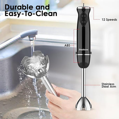 Blackcow Immersion Blender Handheld, 500W Electric Hand Blender, Electric Hand