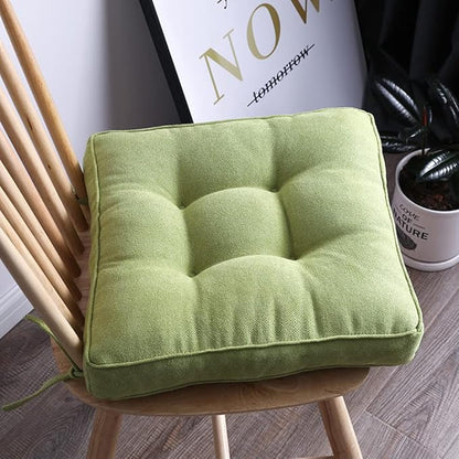 vctops Square Chair Pad Seat Cushion with Ties Solid Color Soft Chair Pads Comfy Velvet Cushion Pillow for Kitchen Dining Office Chair Kids Reading (Green,18"x18")
