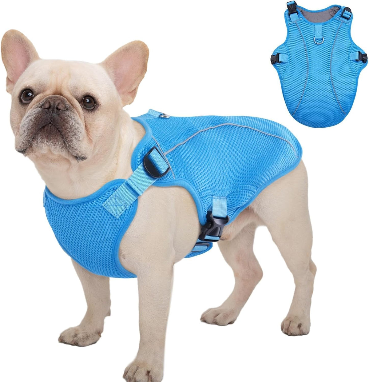 Kuoser Dog Cooling Vest, Puppy Cooling Coat,Breathable Cool Coat for Medium Dogs, Pet Jackets Reflective Summer Essentials Blue M