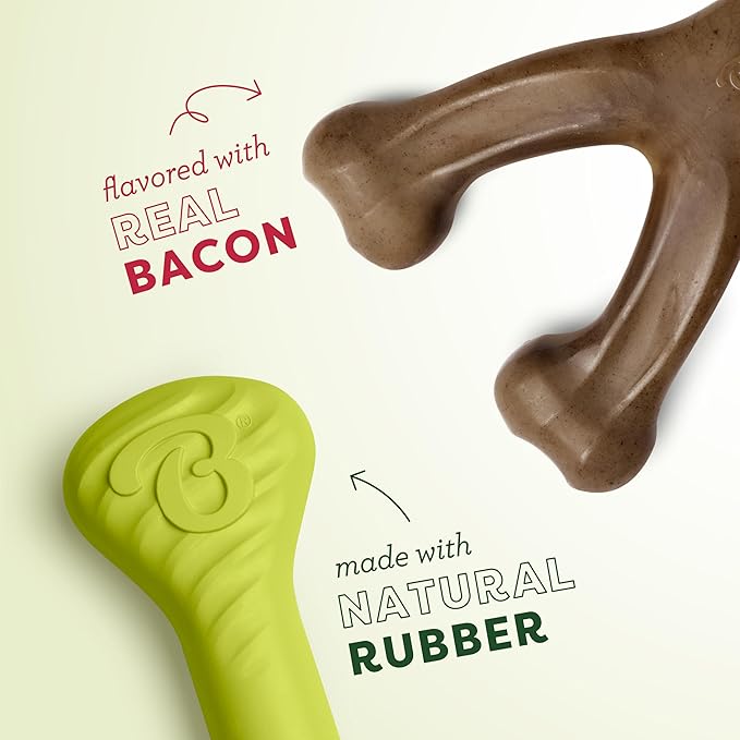Benebone 2-Pack Bacon Wishbone/Rubber Bone Medium