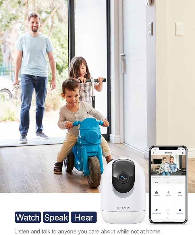 MUBVIEW Cameras for Home Security, 2.4/5GHz WiFi 2K Indoor Wired Se2.curity