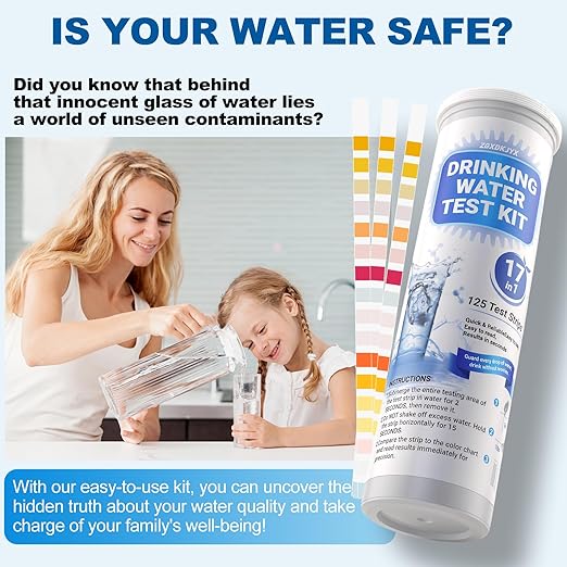 21-in-1 Home Drinking Water Testing Kit, 145 Strips + 4 Bacteria Tests