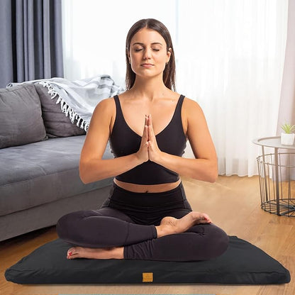 FelizMax Zabuton Meditation Mat (36"×28"×3") Luxurious Meditation Cushion for Kneeling Sitting Large Floor Pillow Zafu/Bench-Washable Cotton Cover 100% Organic Cotton Filling (Purple)