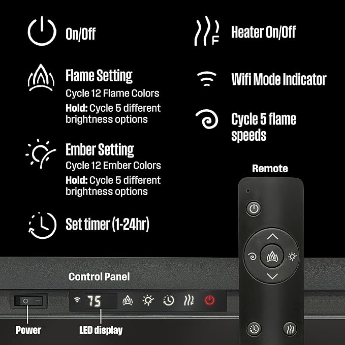 Westinghouse 74 Inch Electric Fireplace Heater, Compatible