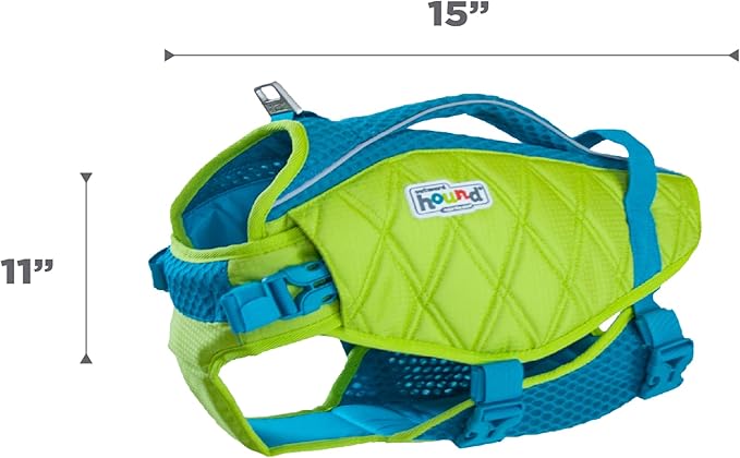 Outward Hound Standley Sport Dog Life Jacket, High-Performance Ripstop Dog Life Vest for Swimming, Boating, and Water Safety, Medium, Green