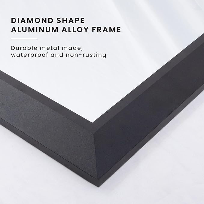 Amorho Bathroom Mirror Black, 60 X30 Inch Thick Metal Framed Wall Mirrors