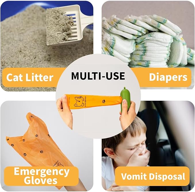 270 Counts Dog Poop Bags Rolls with Dispenser & Leash Clip, Scented Poop Bags for Dogs Waste, Extra Thick & Leak Proof for Poop Doggie Puppy Pet Waste, 9" x 13", Orange