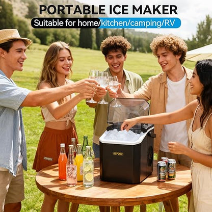 Portable ice Machine: with Handle, with Cleaning Function, with Basket and Spoon