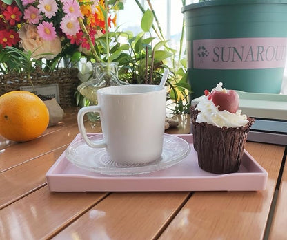 Small Pink Mini Serving Tray (8.5 x 6.3 inch) for Serving Accessory, Spa, Coffee, Drinks, Wine, Tea, Bar, Party, Seasoning, Perfume or Display Use.