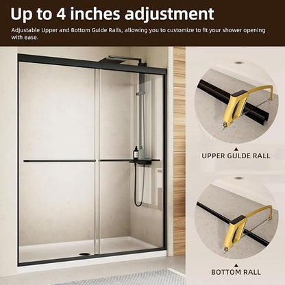 Royal Guard Double Sliding Shower Door, 56-60" W x 70" H Semi-Frameless Sliding
