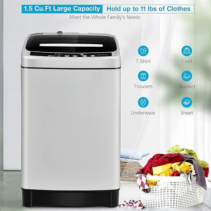 Giantex Full Automatic Washing Machine, 2 in 1 Portable Laundry Washer 1.5Cu.Ft