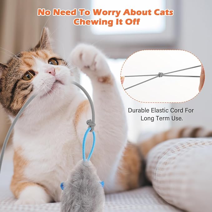 Rechargeable Electric Cat Teaser with Remote – Interactive Door Clip Toy for Cats, 2 Motion Modes (360° Spin & Irregular Jumping), Smart Auto Cat Toy for Exercise & Fun (Gray)