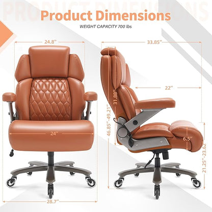 Big and Tall Office Chair 700lbs - Adjustable Headrest&Lumbar Support, 3D Flip Arms, Large Wheels &Heavy Duty Metal Base, Ergonomic High Back Computer Chair Desk Chair, Thick Padded Extra Wide Seat