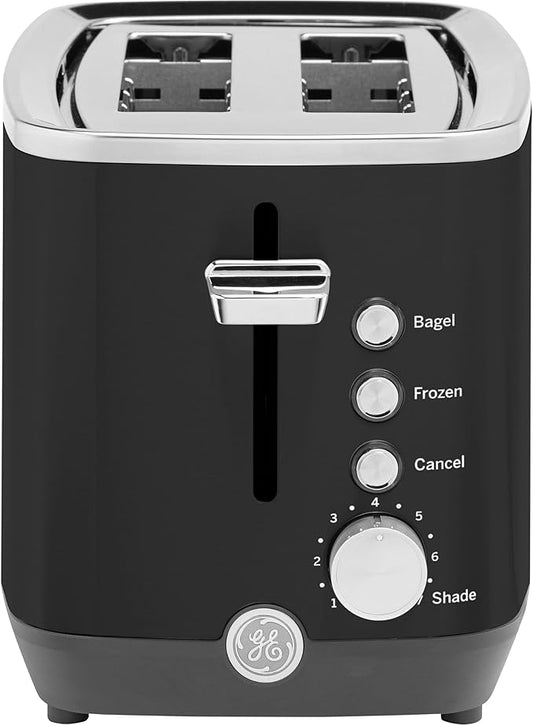 GE 2 Slice Black Stainless Steel Toaster, Extra Wide Slots