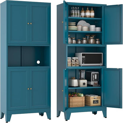 Metal Pantry Storage Cabinet, Microwave Stand