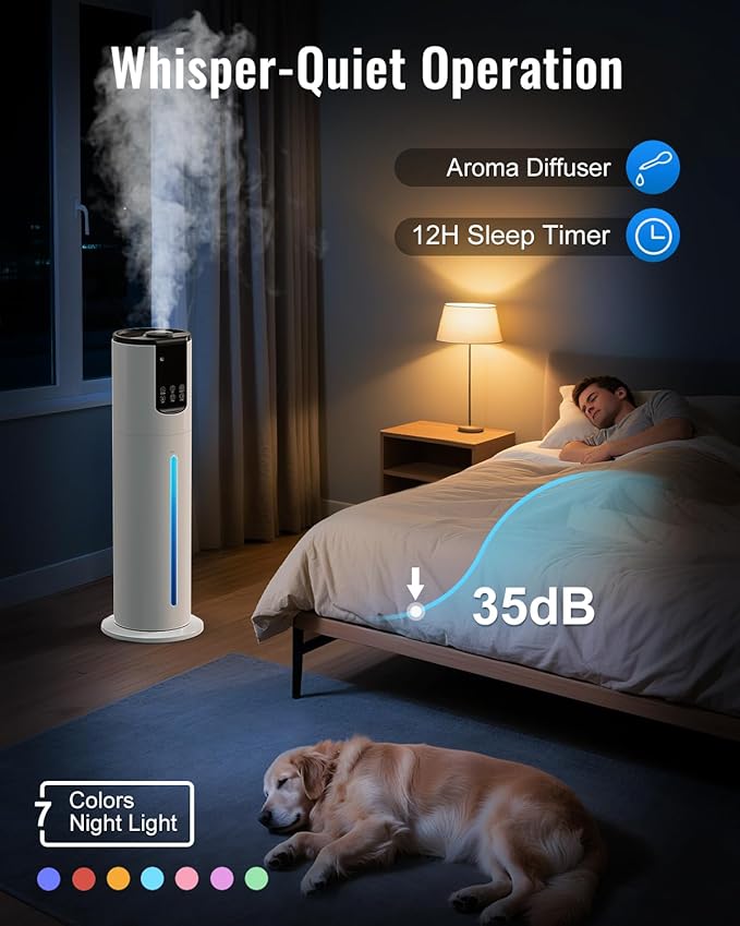 Lacidoll 8L Humidifiers for bedroom, Humidifiers large room up to 500 sq ft