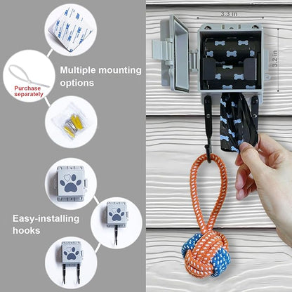Dog Poop Bag Dispenser Wall Mounted Pet Waste Bags Holder With Hooks And 2 Rolls, Mini All-Weather Doggie Bag Dispenser For Home Inside Or Outside(1 mini dispenser)