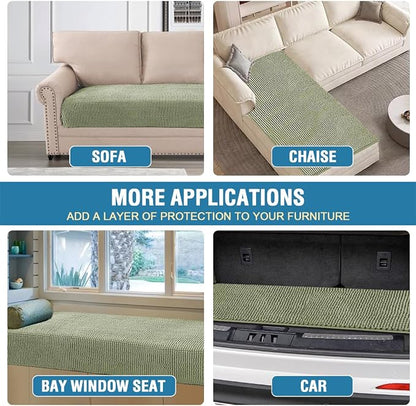 H.VERSAILTEX Plush Chenille Dog Bed Cover Thick Soft Sofa Covers Loveseat Cover for 2 Cushion Couch Anti Slip Couch Cover Furniture Protector for Dog, Pet, Cat (35" x 62", Sage)