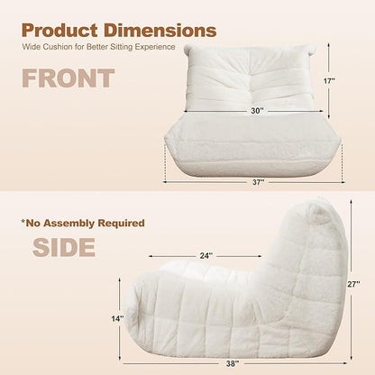 Bean Bag Chair Big Sofa Beanbag Chair for Adults Fireside Chair Bean Bag Lounger with Memory Foam Filled for Home,Apartment or Gaming Venue (Beige Plush)