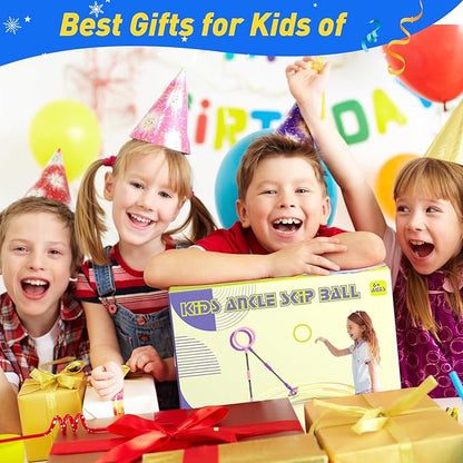 Skip Ball for Kids, Ankle Skip Ball Toy with Counter, Timer and Cal Calculator, Boys Birthday Gifts for Age 6 7 8 9 10+, Rechargeable Colorful Flash Wheel Skip Ball for Boys, Indoor Outdoor Toys