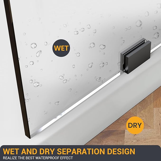 Bathroom Shower Glass Door 31.5" W×78.75" H, 3/8" Thick Clear Tempered Glass