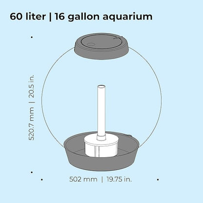 biOrb Classic 60 Acrylic 16-Gallon Aquarium with Multi-Color Remote-Controlled LED Lights Modern Tank for Tabletop Display, Silver