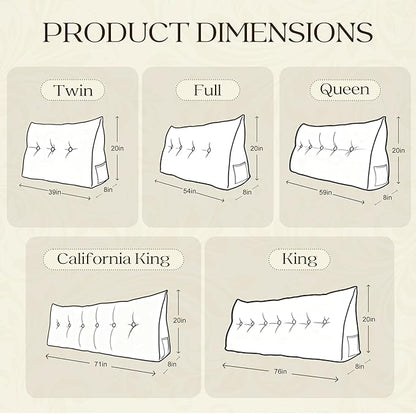 WOWMAX 80% Cotton 20% Linen Blend Headboard Pillow – California King Size Reading Wedge Backrest for Bed, Handmade Firm Support Bolster Cushion with Removable Cover, Premium Bed Rest Pillow, Deep Gray