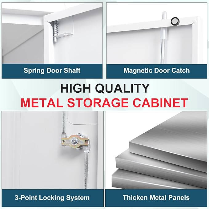MIIIKO 72" White Metal 5-Shelf Cabinet