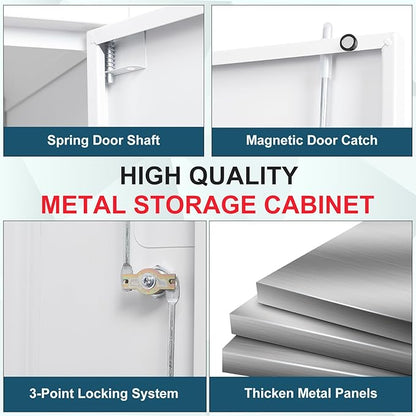 MIIIKO 72" White Metal 5-Shelf Cabinet