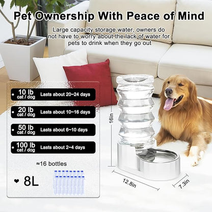 RIZZARI Large Gravity Water Dispenser: 8L Automatic Water Feeder