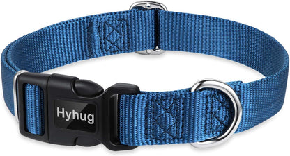 Hyhug Dog Collar for Large Dogs, Heavy Duty, Blue | Quick Release Nylon Buckle Collar, Adjustable & Durable Pet Supplies for Boy & Girl Dogs(Large, Classic Blue)