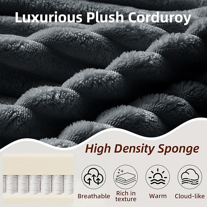 134 Inch Cloud Sectional Couch for Living Room,Corduroy Boneless Couches with Cup Holder,Modern Modular Sectional Sofa with Deep Seat,No Assembly Required (Dark Gray, U-Shaped Sofa)