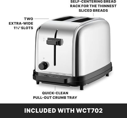 Waring Commercial WCT702 2-Slice Commercial Light Duty Pop-Up Toaster, 5-15