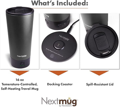 Nextmug Go - Temperature-Controlled, Self-Heating Travel Mug