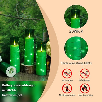 Flameless Candles with Embedded Star String, Battery Operated LED Pillar