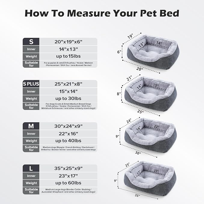 Small Dog Bed Orthopedic Warming Soft Calming Sleeping Durable with Anti-Slip Bottom